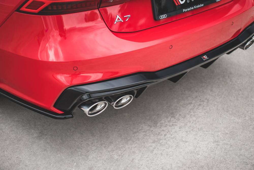 Diffuser passend voor Audi A7 C8 S-Line Maxton Glans Zwart Chrome Sierstukken