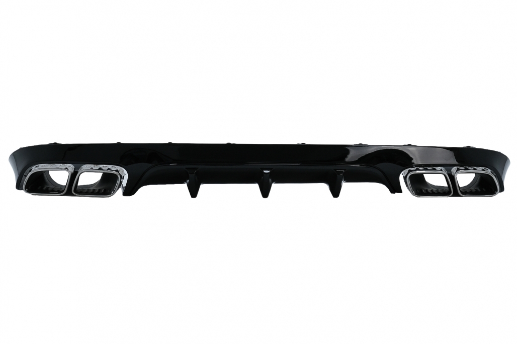 Diffuser E63 Look Mercedes E-Class C238 Coupe Cabrio (2016-..) Piano Black Met Zilveren Sierstukken