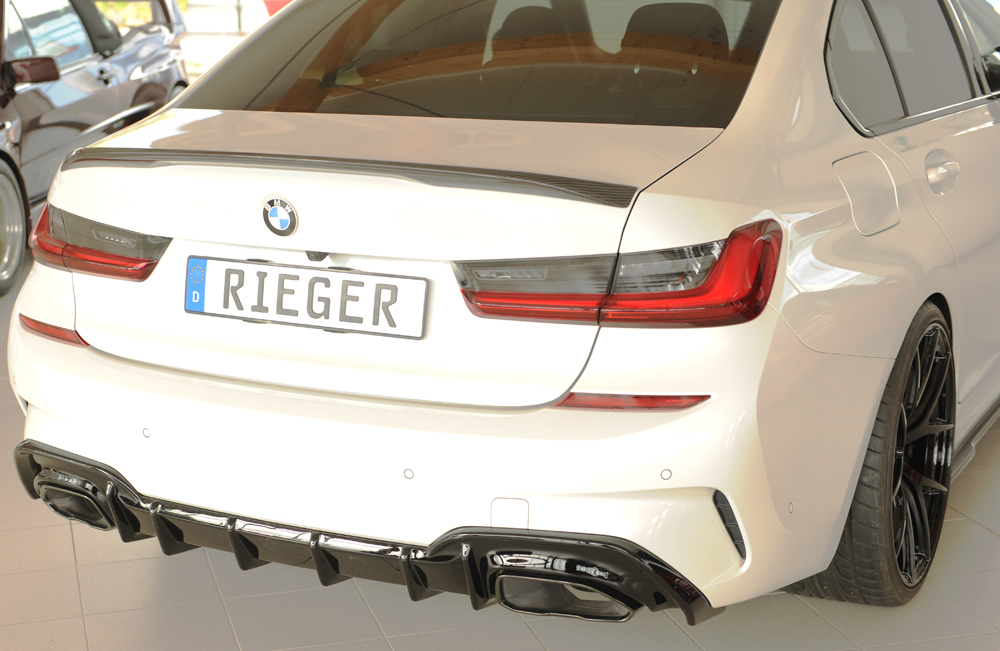 Diffuser passend voor BMW 3 Serie G20 M340i Rieger Glans Zwart voor Trekhaak
