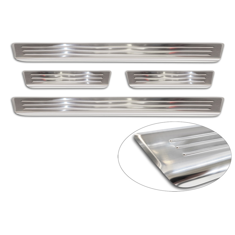 Inox door sill protectors  Volkswagen ID.4 2020- - 'Lines' - 4-pieces