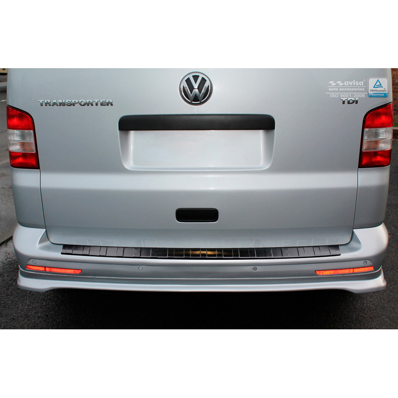 Black Stainless Steel Rear bumper protector  VW Transporter T5 2003-2015 (all) & T6 2015- / FL 2019- (with rear doors) 'Ribs'