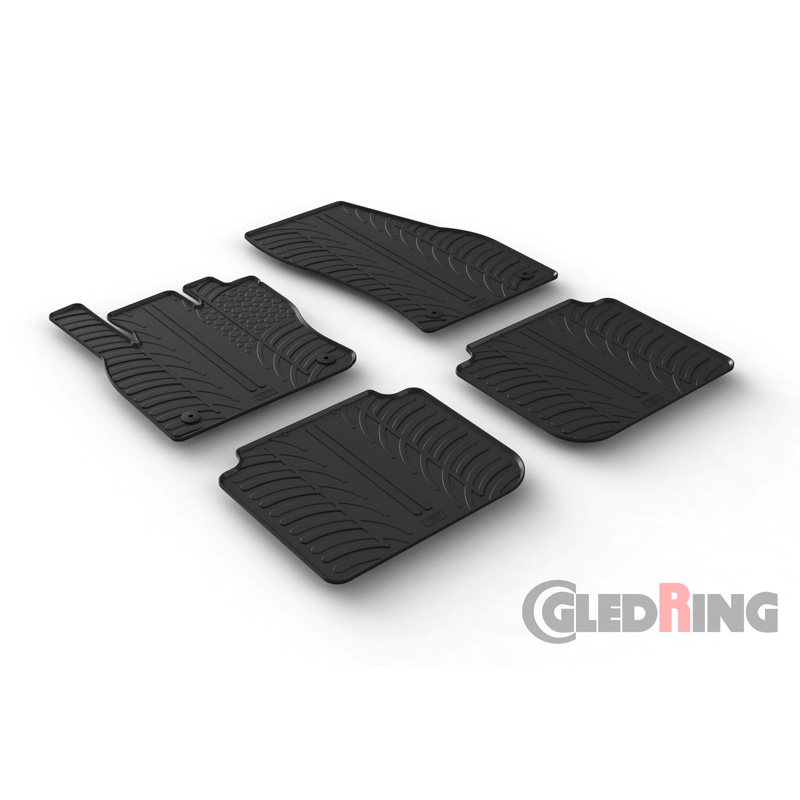 Rubber car mats set  Skoda Kodiaq 2017-2024 (T profile 4-pieces + mounting clips)