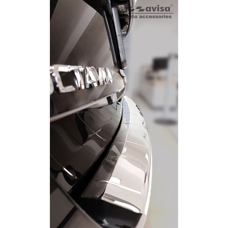 Chrome Stainless Steel Rear bumper protector  Skoda Octavia IV Kombi 2020-2024 & FL 2024- (incl. RS, excl. Scout) 'Ribs'