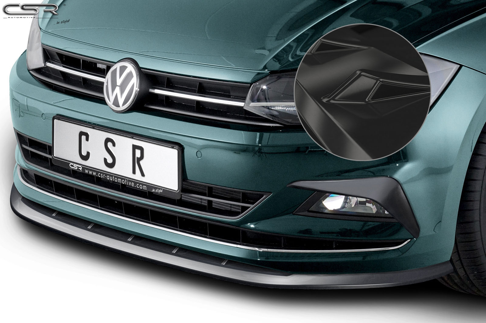Voorspoiler passend voor VW Polo VI 2G (Typ AW) Glans Zwart – 09/2017–03/2021