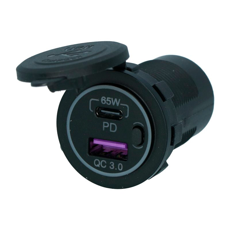 Carpoint Built-in Connector USB-A/USB-C 65W Fast Charger
