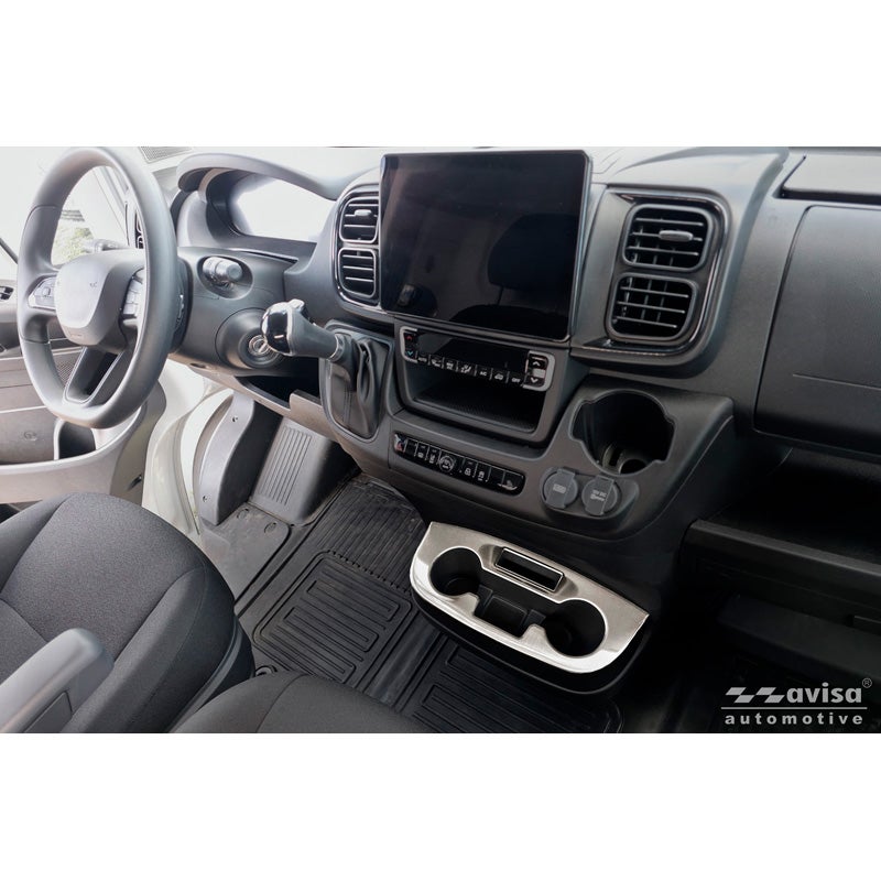 Avisa Stainless Steel cup holder trim cover  Fiat Ducato III Facelift 2023- / Opel Movano III Facelift 2023- / Toyota Proace Max 2024- - Silver