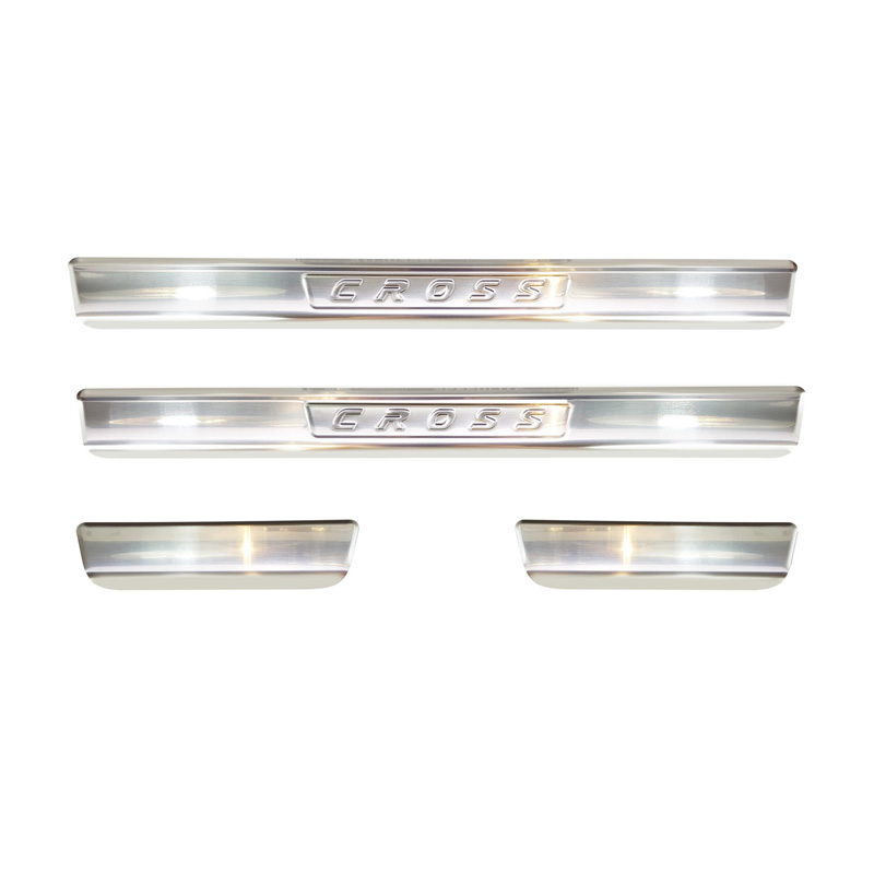 Inox door sill protectors  Volkswagen T-Cross 2019-2024 & FL 2024- 'Cross' 4-pieces