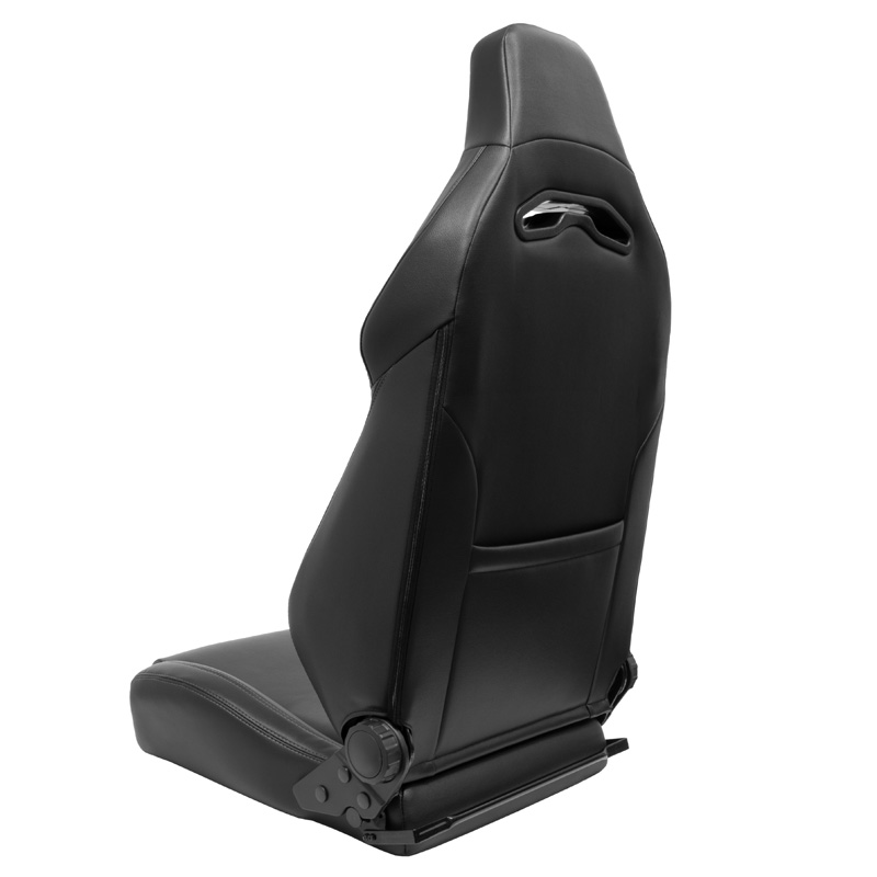 Sport seat 'VGR' - Black Synthetic leather + Silver stitching - Dual-side reclinable back-rest - incl. slides