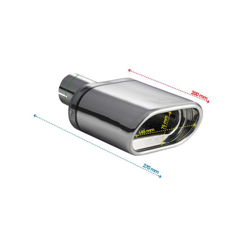 Ulter Sport Exhaust finisher - Oval 145x75mm - Length 200mm - Installation ->50mm - Inox