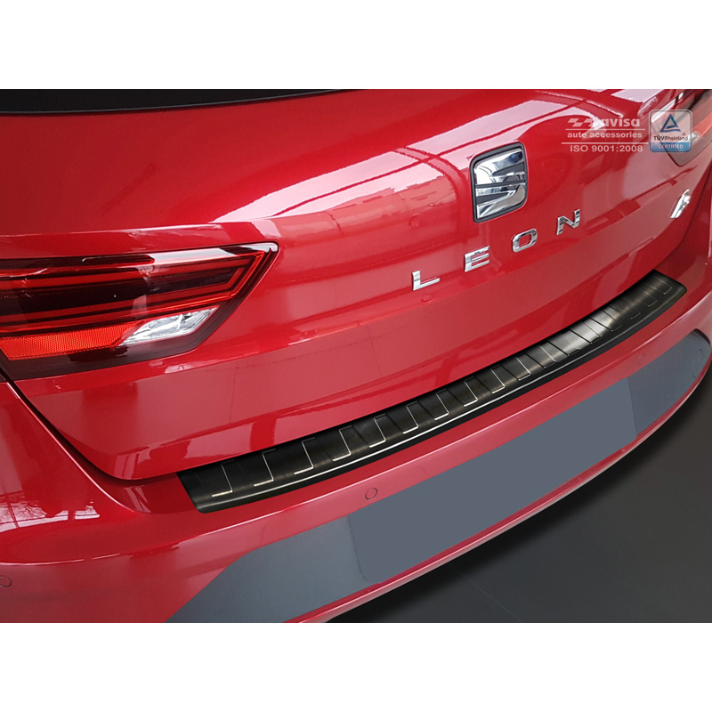 Black Stainless Steel Rear bumper protector  Seat Leon (5F) ST 2013-2017 & 2017- 'Ribs'