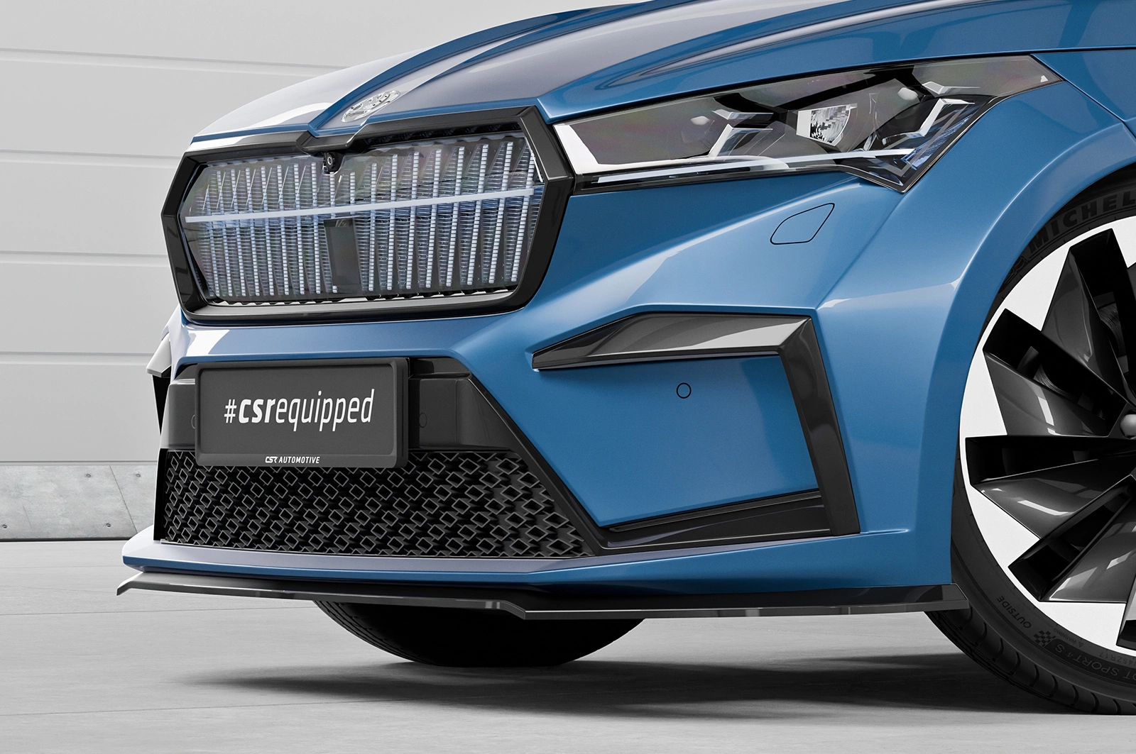 Voorspoiler passend voor Skoda Enyaq glans zwart