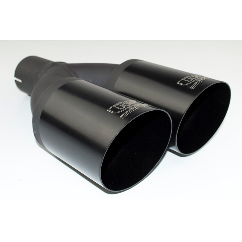 Ulter Sport Exhaust finisher - Double Round Ø80mm Slanted - Length 280mm - Installation ->55mm - Black Inox