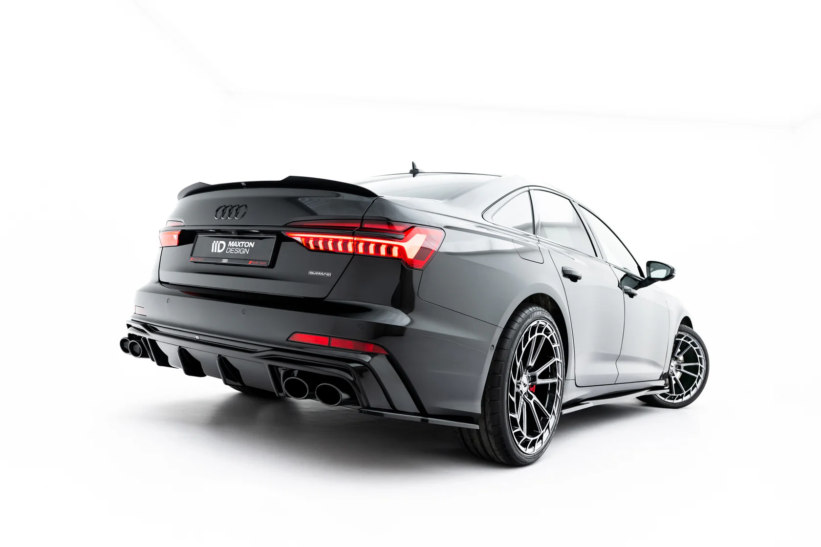 Diffuser passend voor Audi S6 / A6 S-Line C8 Maxton Glans Zwart
