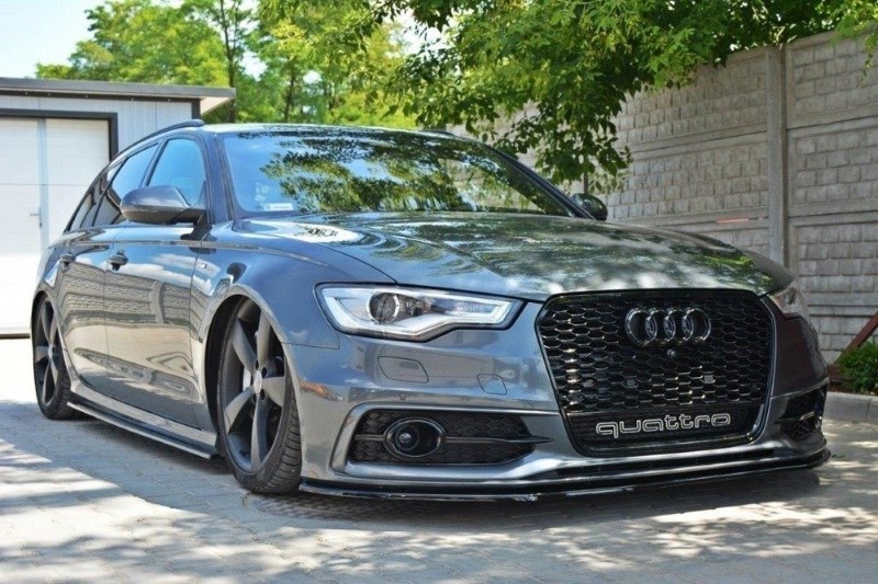 Voorspoiler passend voor Audi S6 / A6 S-Line C7 V.1 Glanzend Zwart