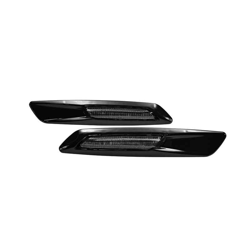 Set LED Side Indicators in F10-Style  BMW 1-Series E8x / 3-Series E9x / 5-Series E6x - Smoke/Black-Chrome - with driving light function