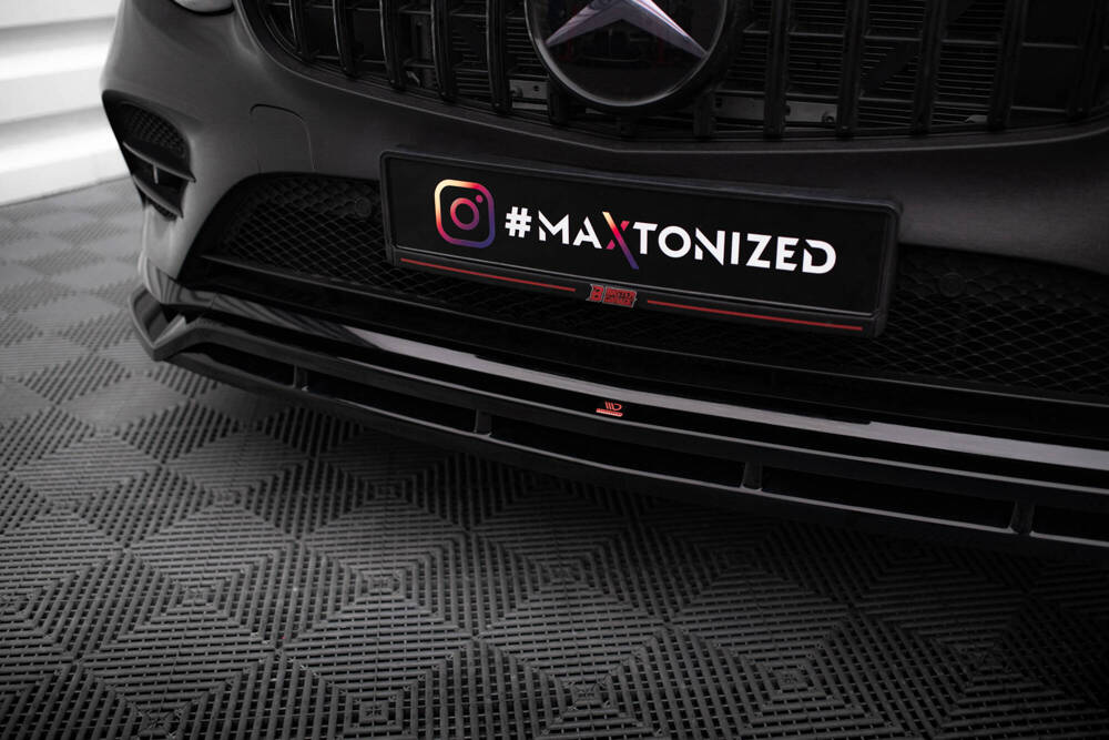 Voorspoiler passend voor Mercedes GLC AMG Pakket X253 Maxton Glans Zwart