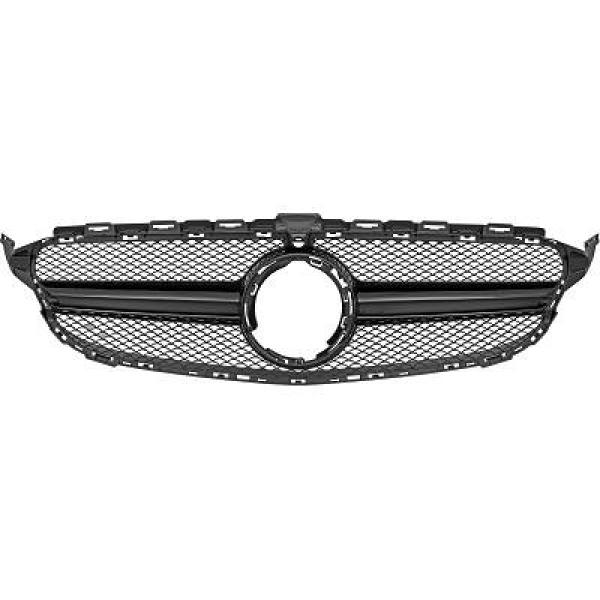 Grill passend voor Mercedes W205 18-21 Zwart AMG-look Camera