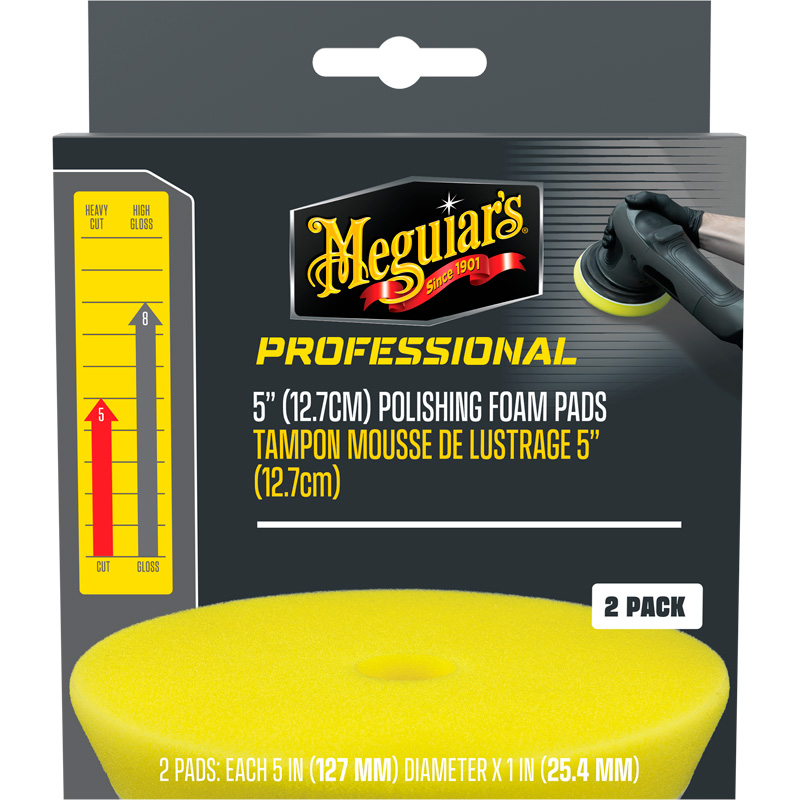Meguiar's Professional Foam Polishing Pads - 5'' diameter x 1'' (127mm x 25.4mm) - yellow - set of 2