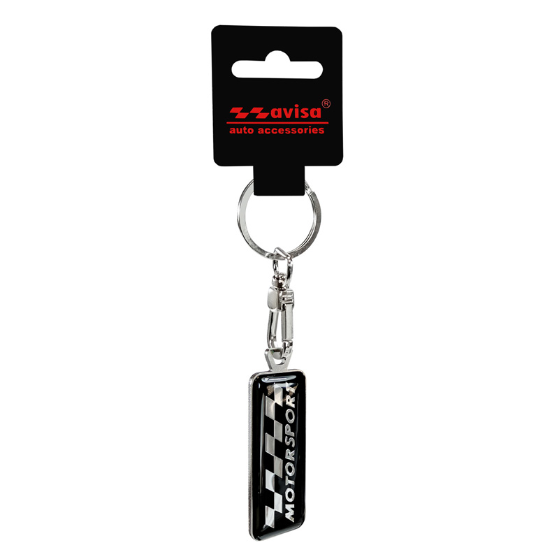 Stainless steel key chain - 'Motorsport' Black