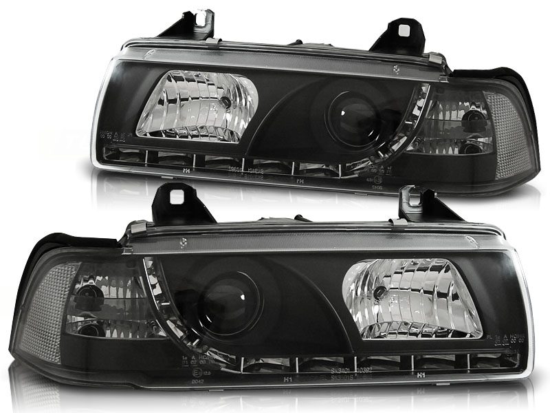 Headlights BMW E36 Coupe DRL look Devil Eyes black