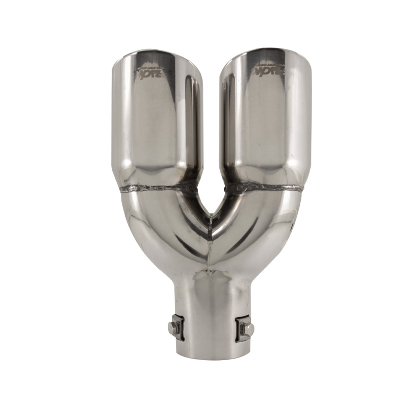 Simoni Racing Exhaust Tip Double Round/Slanting Inox - Ø76xL230mm - Installation ->58mm