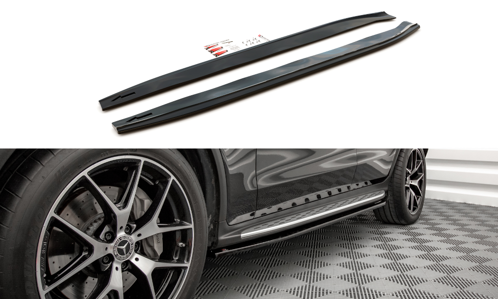 Zijskirts passend voor Mercedes GLC AMG Pakket X253 Maxton Glans Zwart