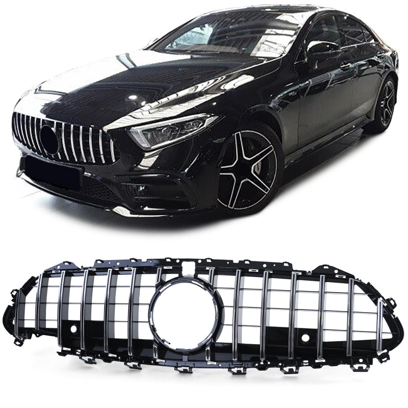 Grill passend voor Mercedes CLS C257 17-.. GT Look Glans Zwart/Chroom