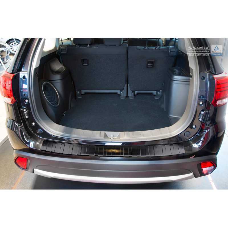 Black Stainless Steel Rear bumper protector  Mitsubishi Outlander III 2015- 'Ribs'