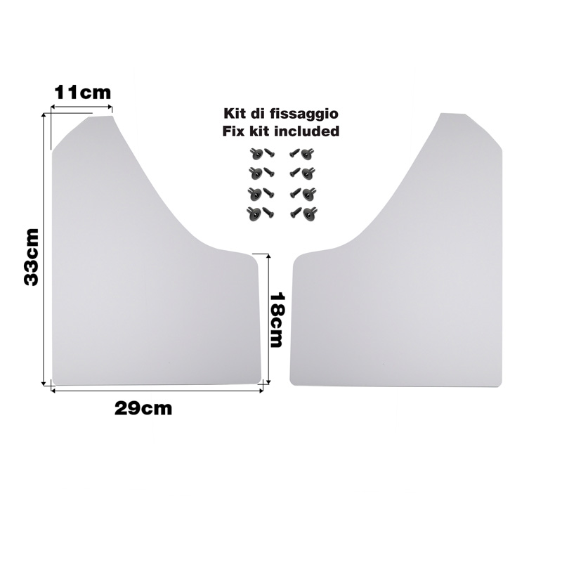 Simoni Racing Universal mud flaps set - Black - incl. mounting screws - White ABS