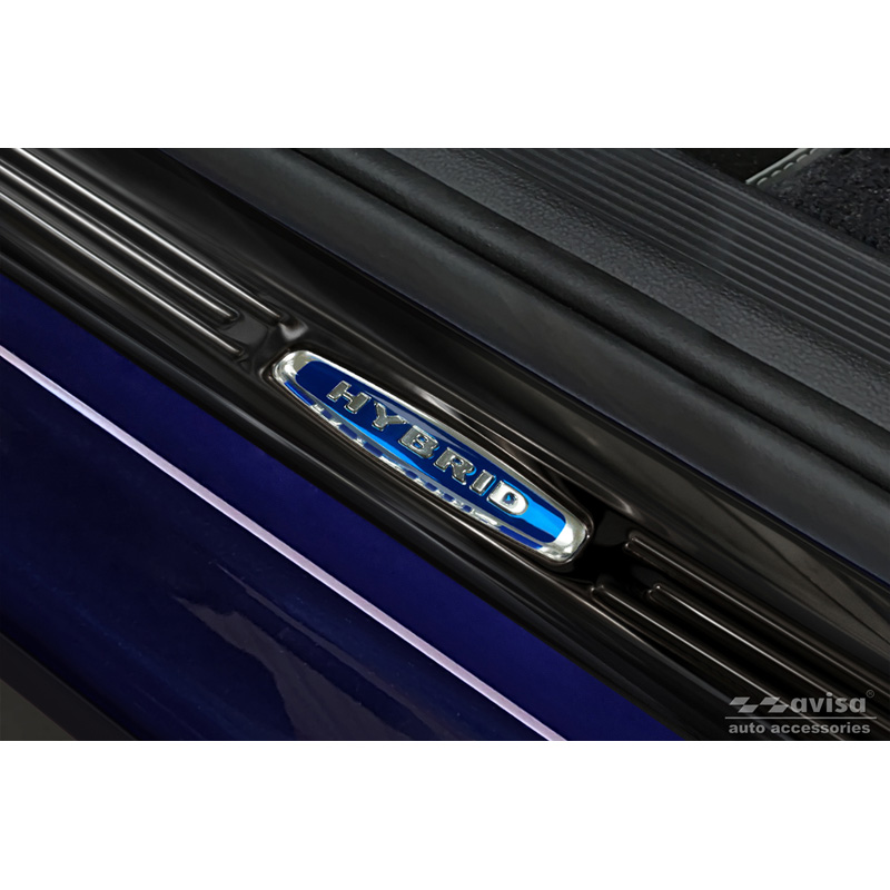Black Inox door sill protectors  Volkswagen Golf VIII Hatchback/Variant 2020-2024 & FL 2024- 'Hybrid' - 4-pieces