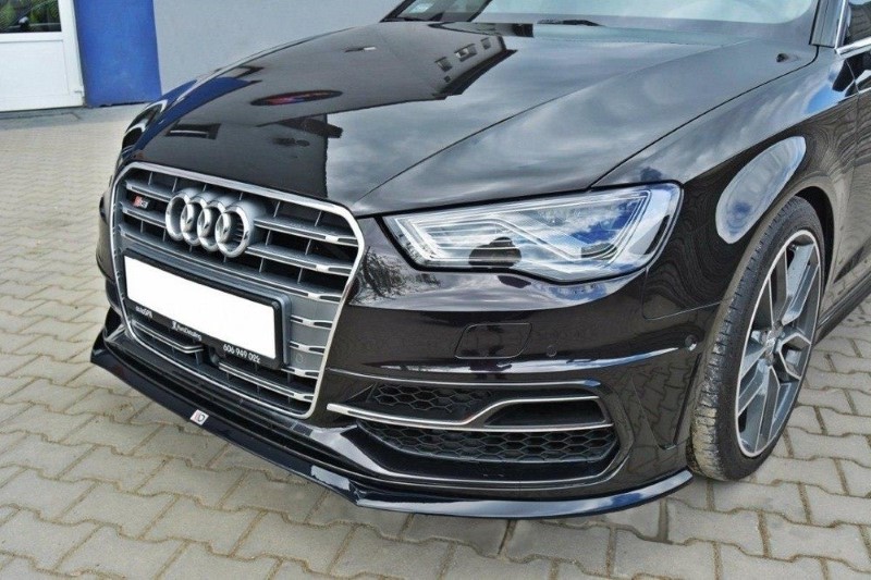 Voorspoiler passend voor Audi S3 / A3 S-line 8V Hatchback / Sportback glanzend zwart
