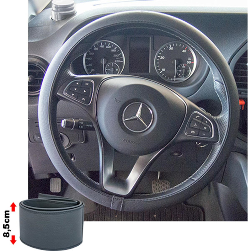 Simoni Racing Steering Wheel Cover Soft Skin - Black Ecoleather - 39-41cm