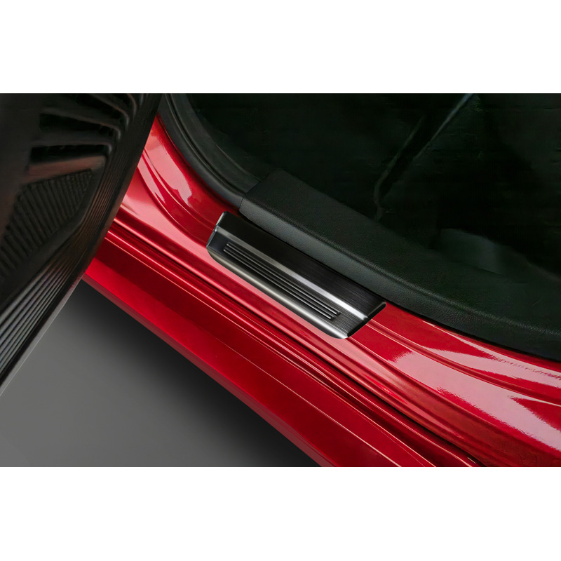 Avisa Black Inox door sill protectors  Suzuki Swift VI 2024- - 'Lines' - 4-pieces