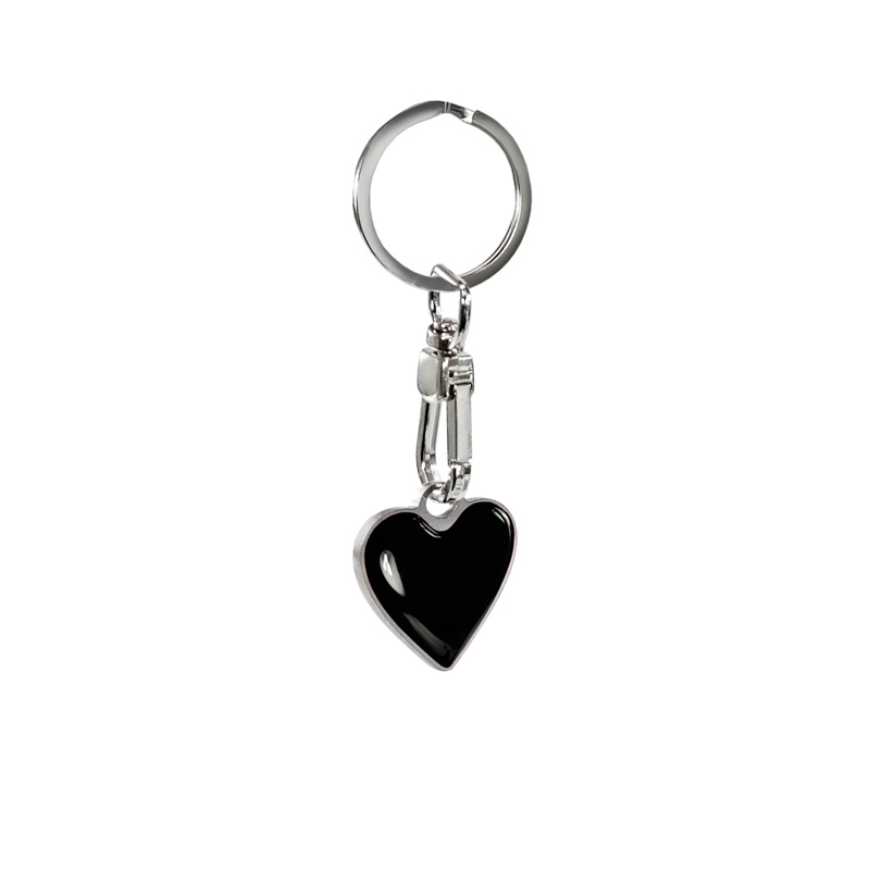 Stainless steel key chain - 'Heart' black