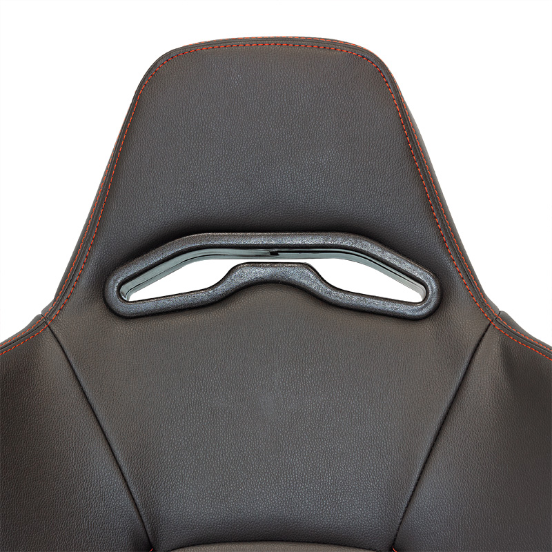 Sport seat 'Eco' - Black Synthetic leather + Red stitching - Right-side reclinable back-rest - incl. slides