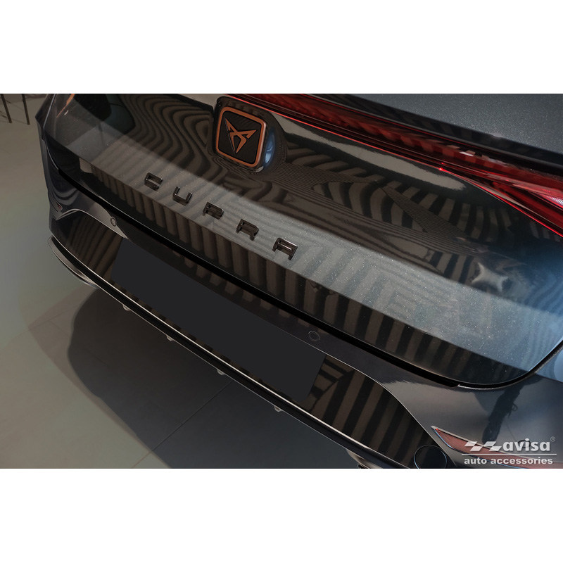 Matt Black Stainless Steel Rear bumper protector  Seat Leon Sportstourer incl. FR / Cupra Leon Sportstourer 2020-2024 & Facelift 2024- 'Ribs'