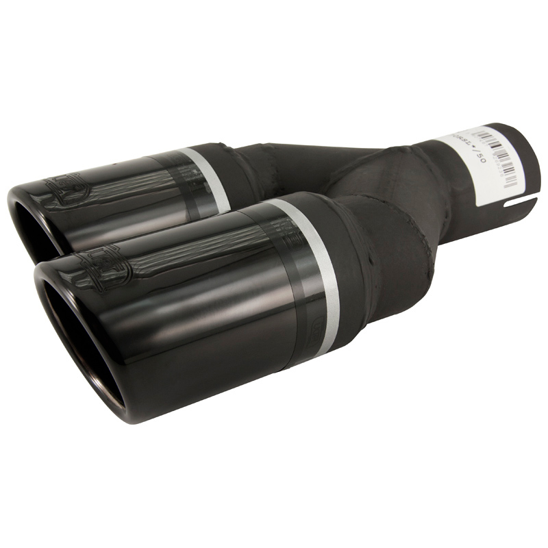 Ulter Sport Exhaust finisher (left) - Double Round Ø70mm - Length 200/180mm - Installation ->50mm - Inox Black