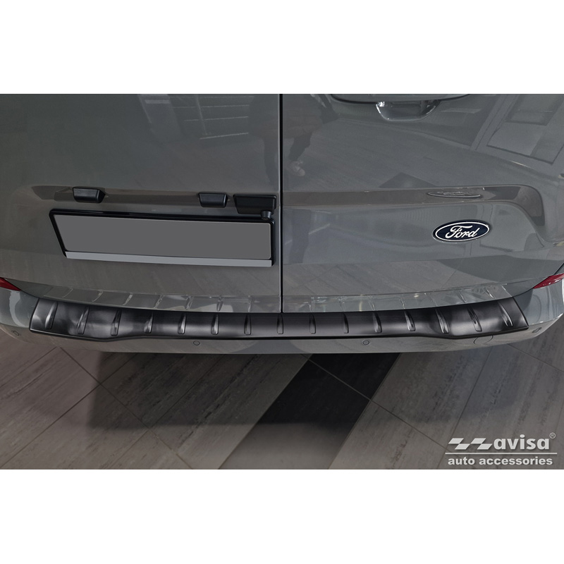 Black Stainless Steel Rear bumper protector  Ford Transit Custom & Tourneo Custom (V710) 2023- / Volkswagen Transporter T7 2024- 'Ribs'
