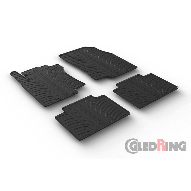 Rubber car mats set  Nissan X-Trail 2014-2020 (T profile 4-pieces + mounting clips)