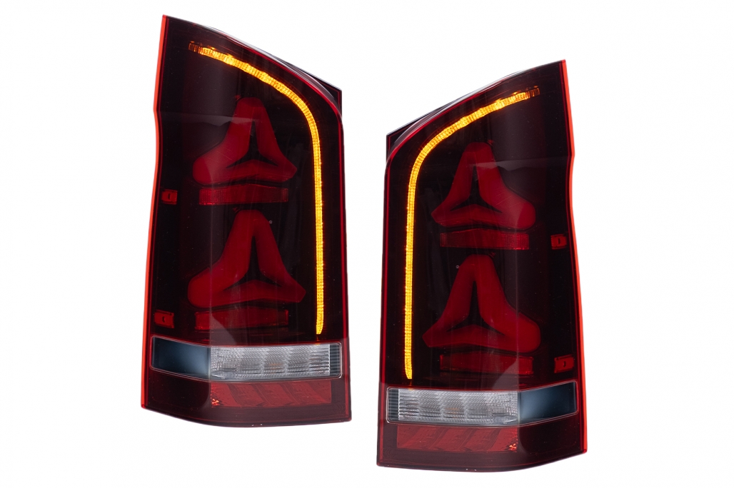 Full LED Taillights Smoke suitable for Mercedes V-Class W447 (2014-2019) Single Rear Door with Dynamic Sequential Turning Lights
