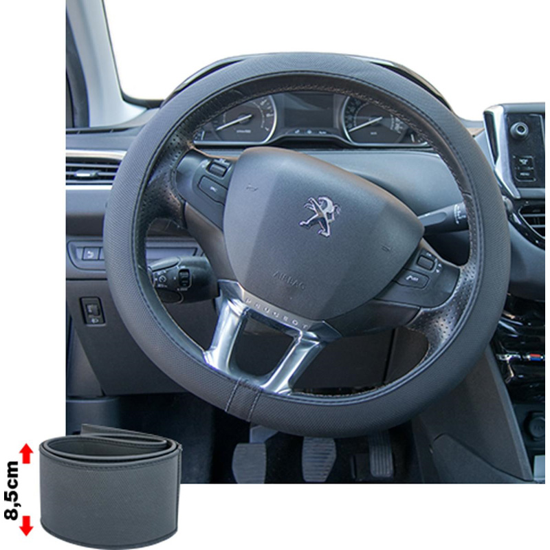 Simoni Racing Steering Wheel Cover Soft Skin - Black Ecoleather - 35-37cm