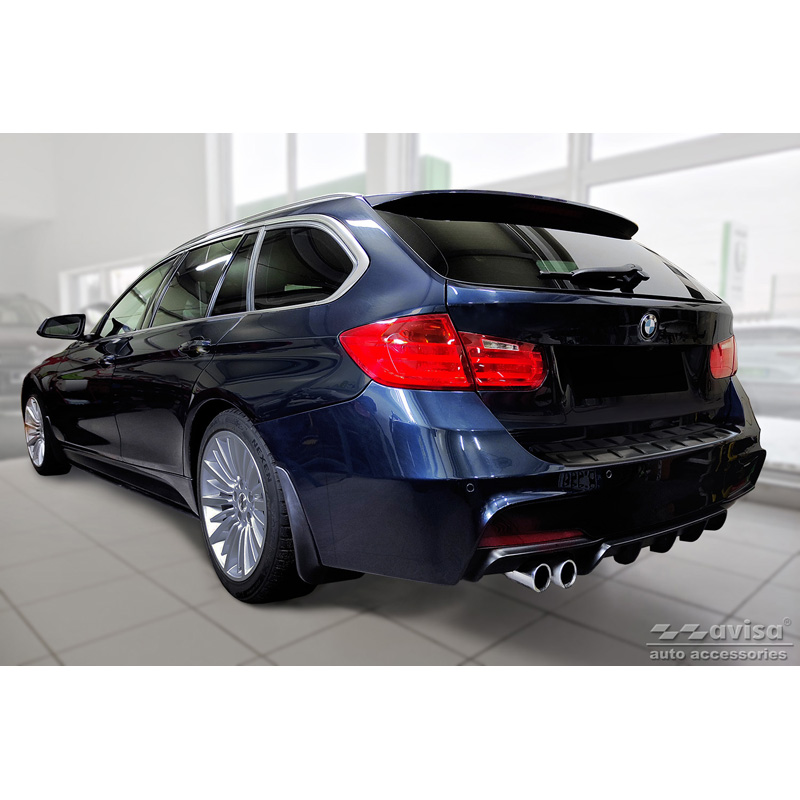 Black Stainless Steel Rear bumper protector  BMW 3-Series (F31) Touring (incl. M-pack) 2012-2015 & Facelift 2015-2019 'STRONG EDITION'