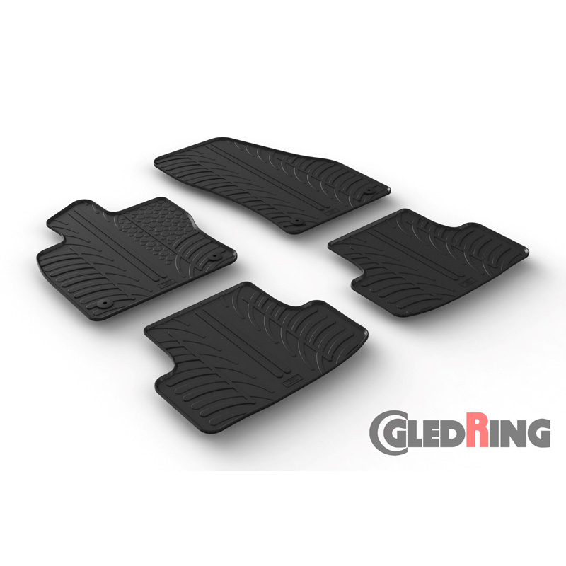 Rubber car mats set  Skoda Karoq 7/2017- (T profile 4-pieces + mounting clips)