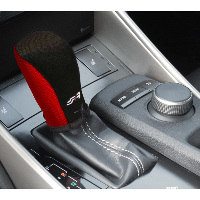 Simoni Racing Gear Knob Cover Universal - Black/Red + Logo