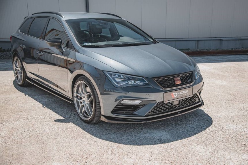 Voorspoiler passend voor Seat Leon FR 5F Maxton Design glans zwart V.5
