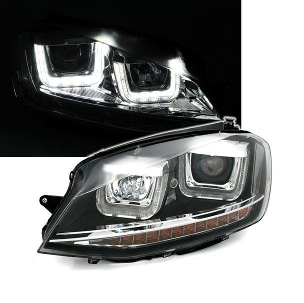 Headlights VW Golf VII U-Tube LED Black