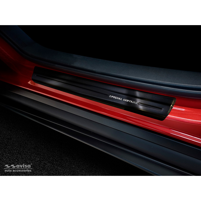 Black Stainless Steel Door sill protectors  Mazda CX-30 2019-  - Brushed Steel 'Special Edition' 4-pieces