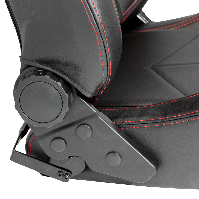 Sport seat 'TN' - Black Synthetic leather + Red stitching - Dual-side reclinable back-rest - incl. slides