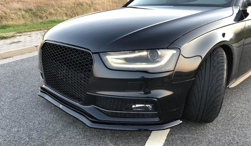 Voorspoiler passend voor Audi S4 / A4 S-Line B8 FL V.1 Glanzend Zwart