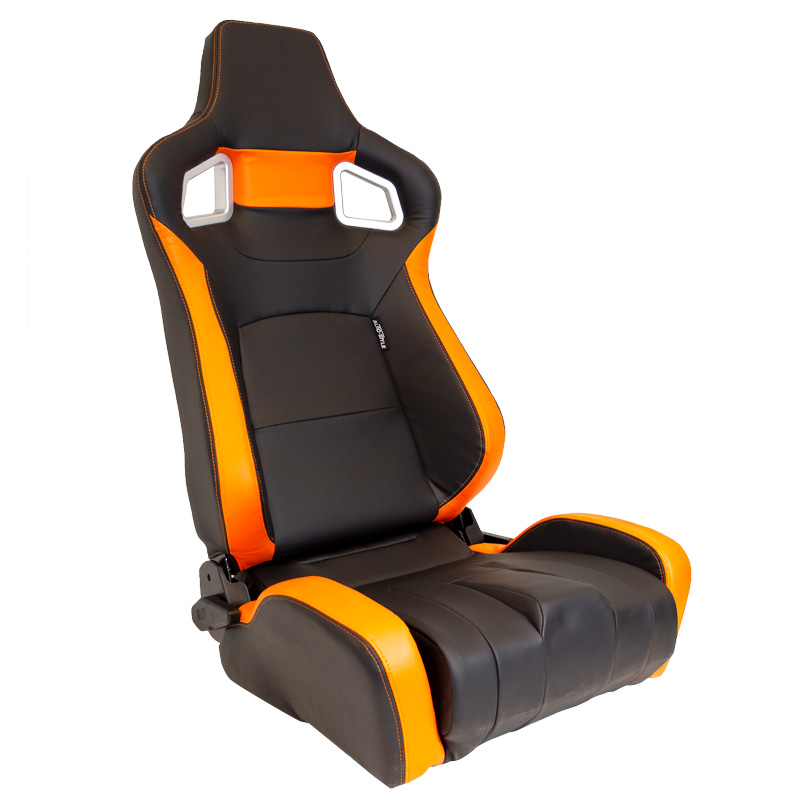 Sport seat 'RS6-II' - Matt-Black/Orange Synthetic leather - Dual-side reclinable back-rest - incl. slides